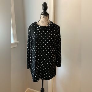 Talbots black & white polka dot sweater Medium